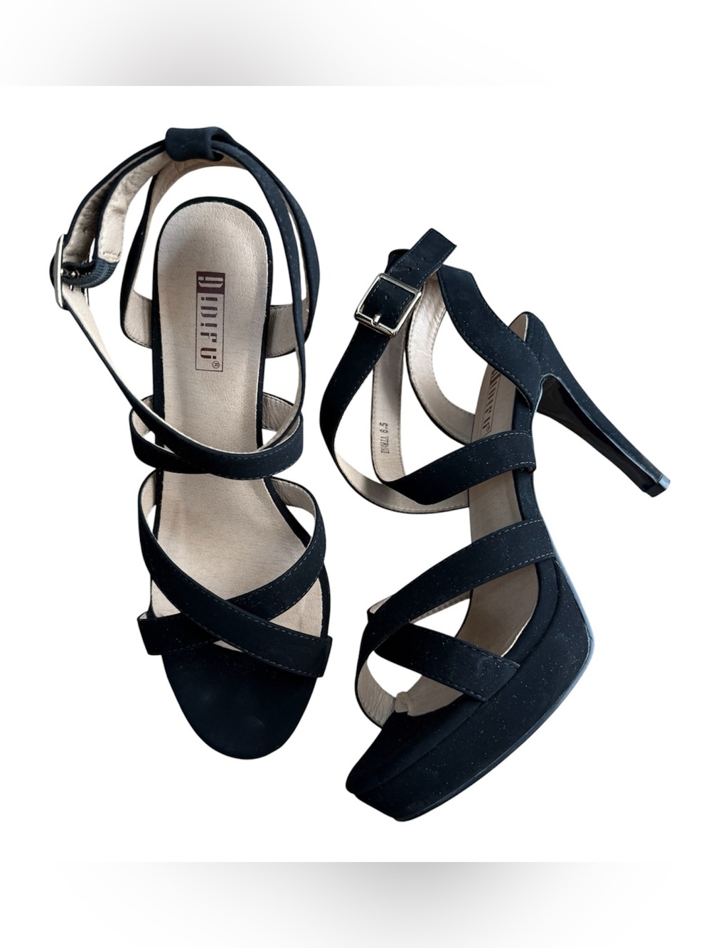 IDIFU IN4 MIA Dress Platform High Heels Women's 8.5 Chunky Strappy Suede Black